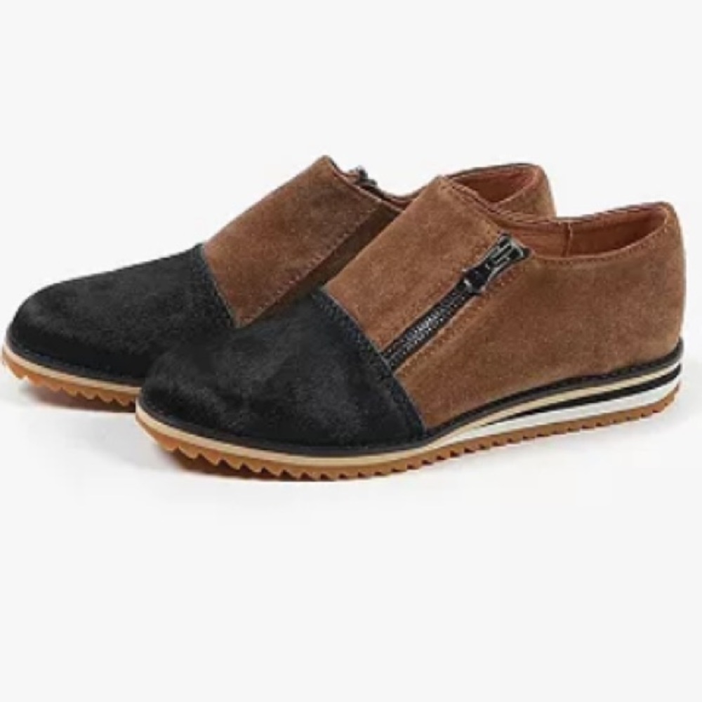 ALL‎ BLACK Tan Suede Fur Cap Slip On Shootie Sz. 39